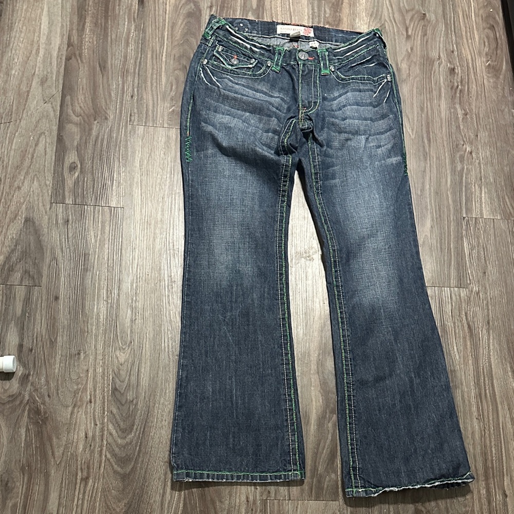 🔥 Laguna Beach Jean Co. “Neon Wave” Skull Accent Jeans – Rare Find 🔥